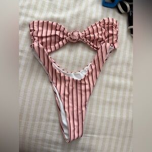 Pink Striped Bikini Top